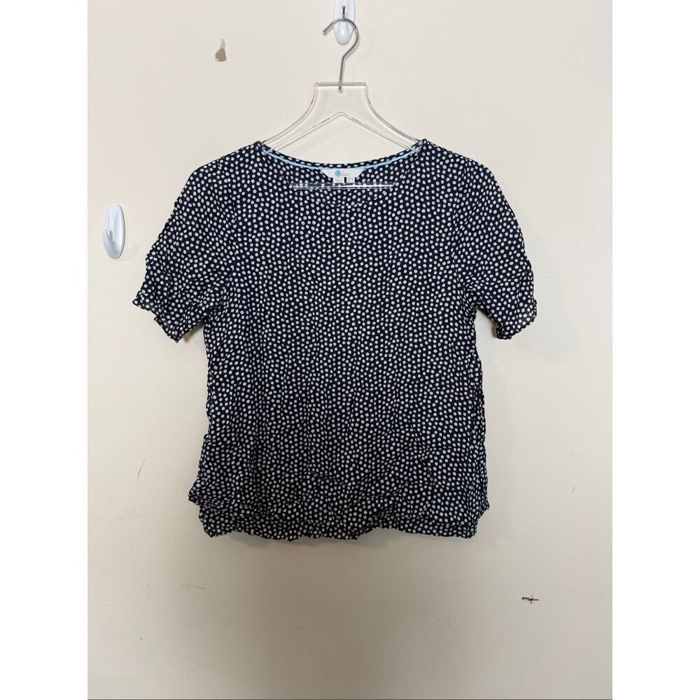 Boden Nadia Navy Polka Dot Blouse Top US 6 Short Sleeve Classic Workwear